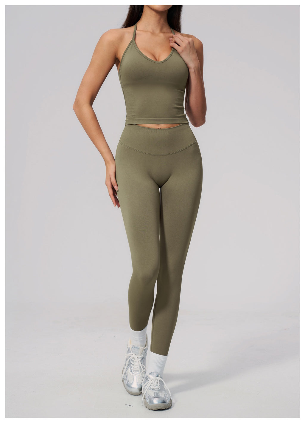 4-Piece Activewear Set — Cross-Back Bra, Tummy-Control Shorts & Leggings