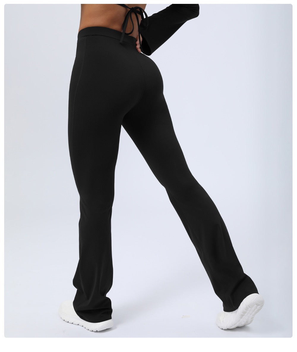 Backless Fitness Suit Two-piece Flared Pants