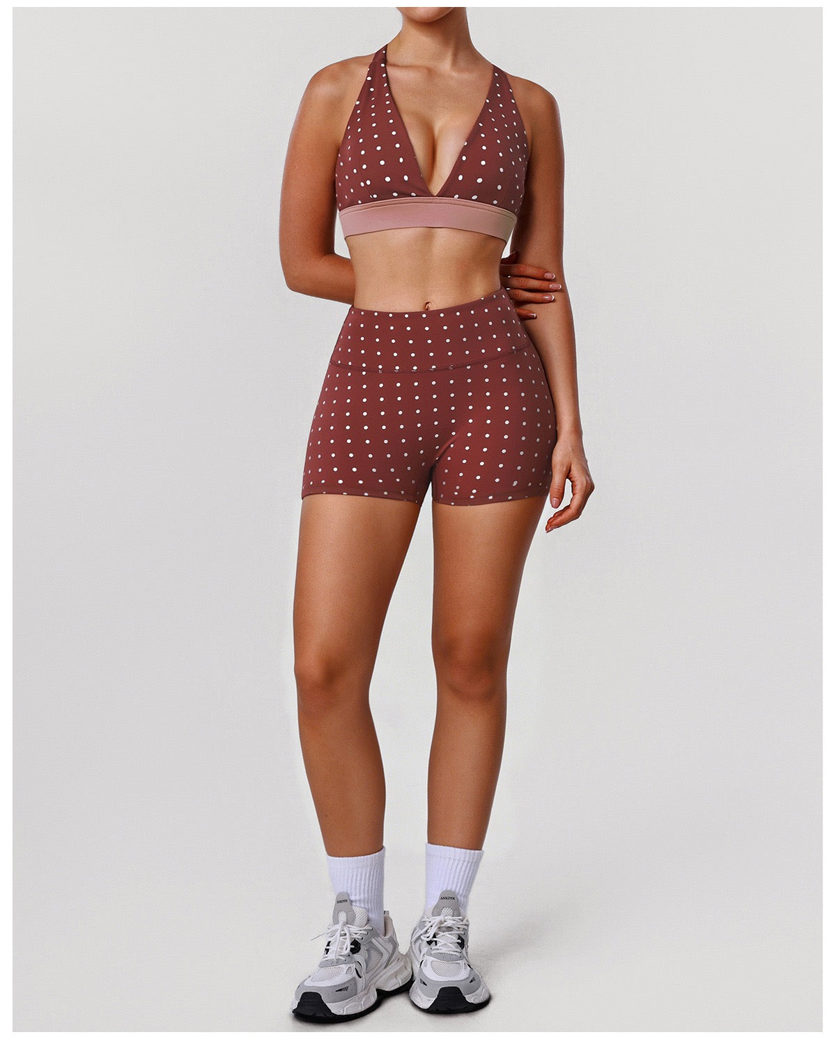 Polka Dot Print Two-Piece Yoga Outfit