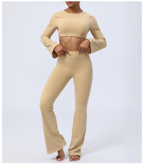 Backless Two-Piece Yoga Suit — Flared Pants