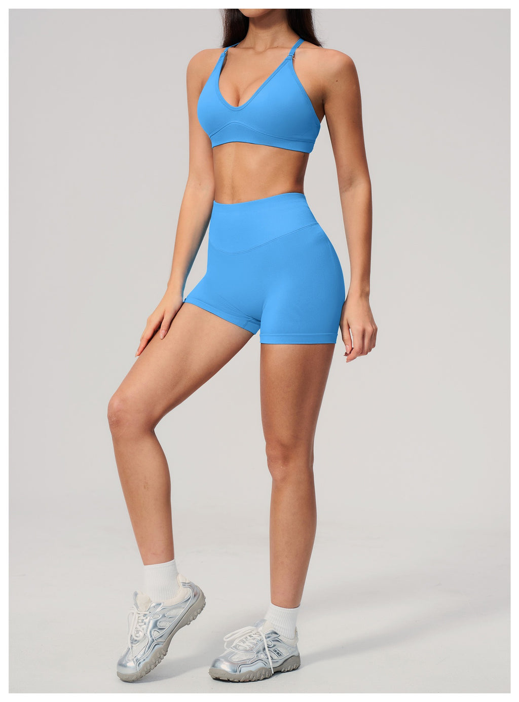 4-Piece Activewear Set — Cross-Back Bra, Tummy-Control Shorts & Leggings