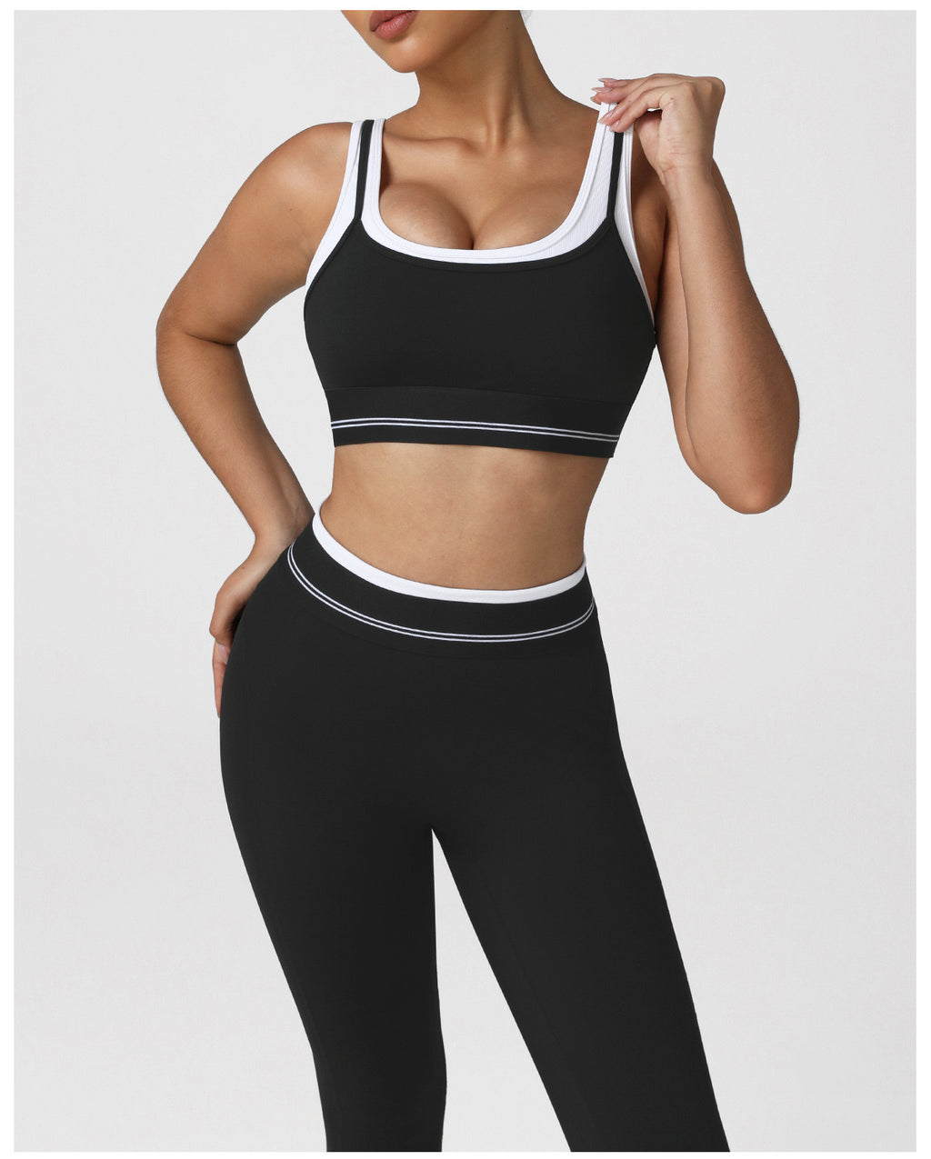 Color-Block Faux Two-Piece Yoga Set