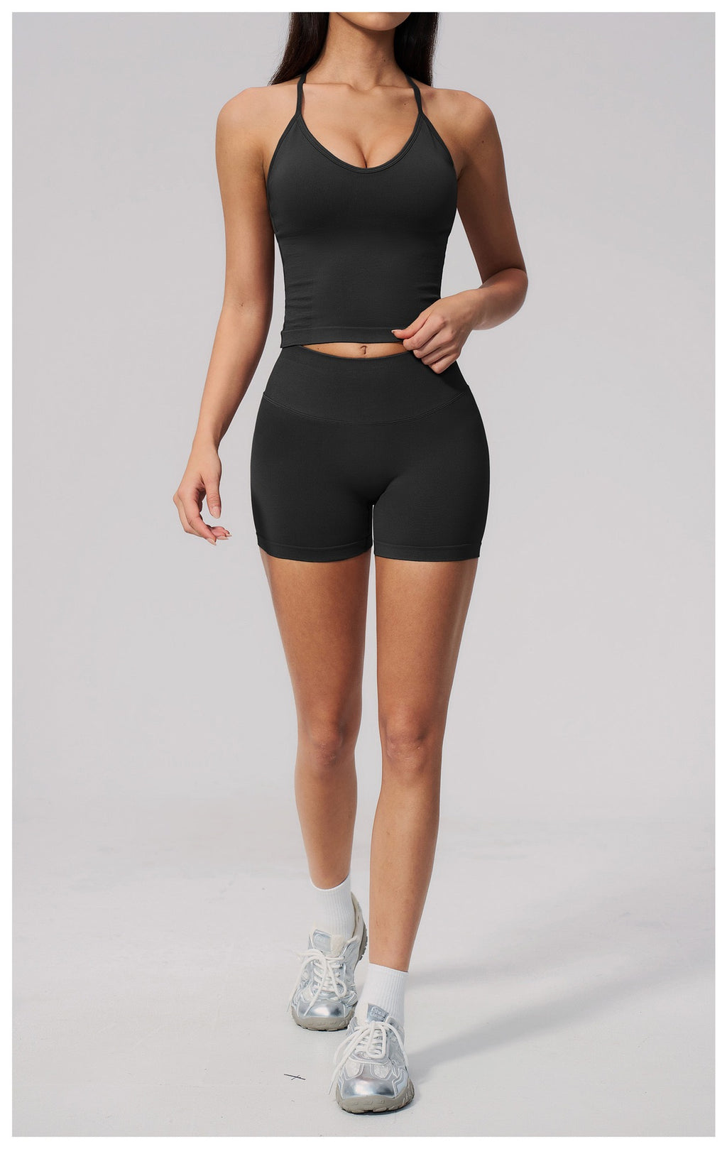 4-Piece Activewear Set — Cross-Back Bra, Tummy-Control Shorts & Leggings