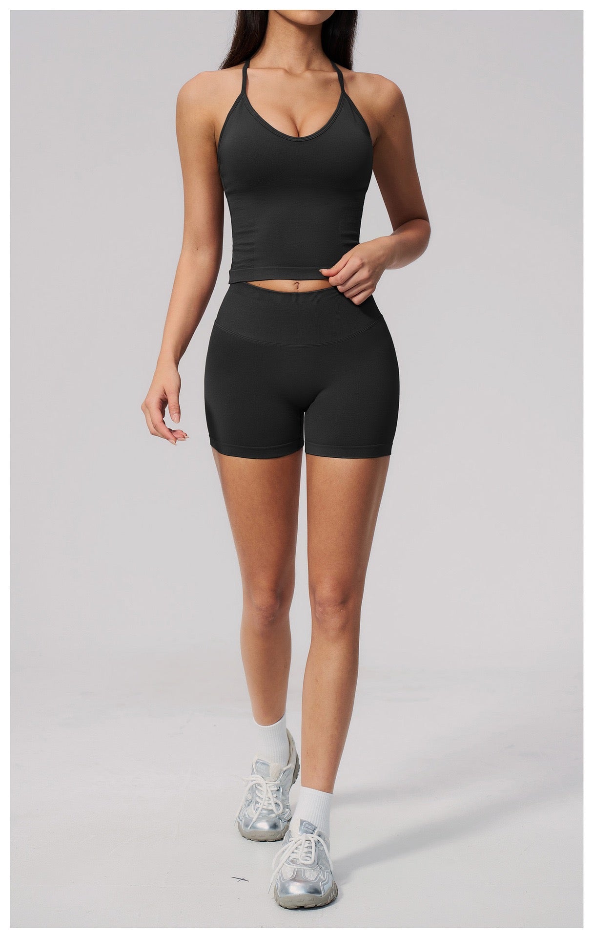 4-Piece Activewear Set — Cross-Back Bra, Tummy-Control Shorts & Leggings