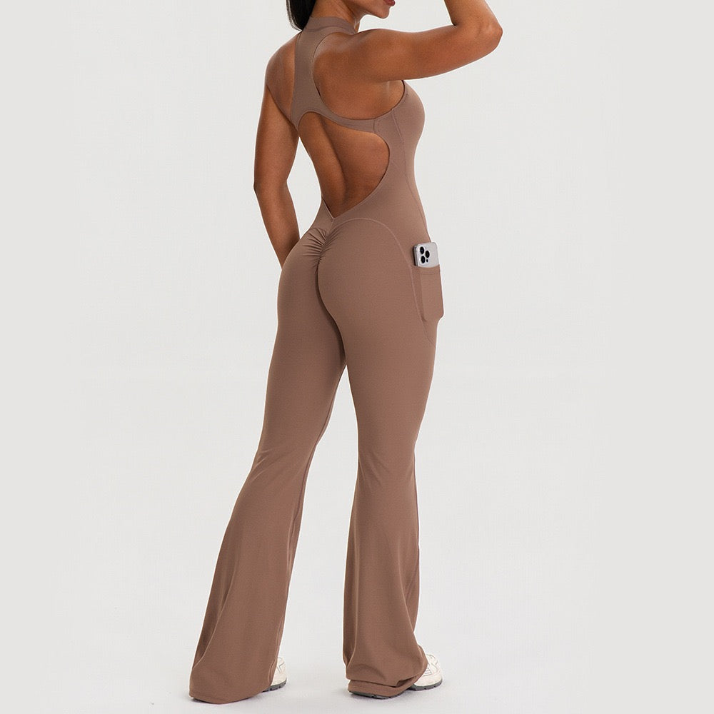 Backless Butt-Lift Yoga Jumpsuit — Flared Fit