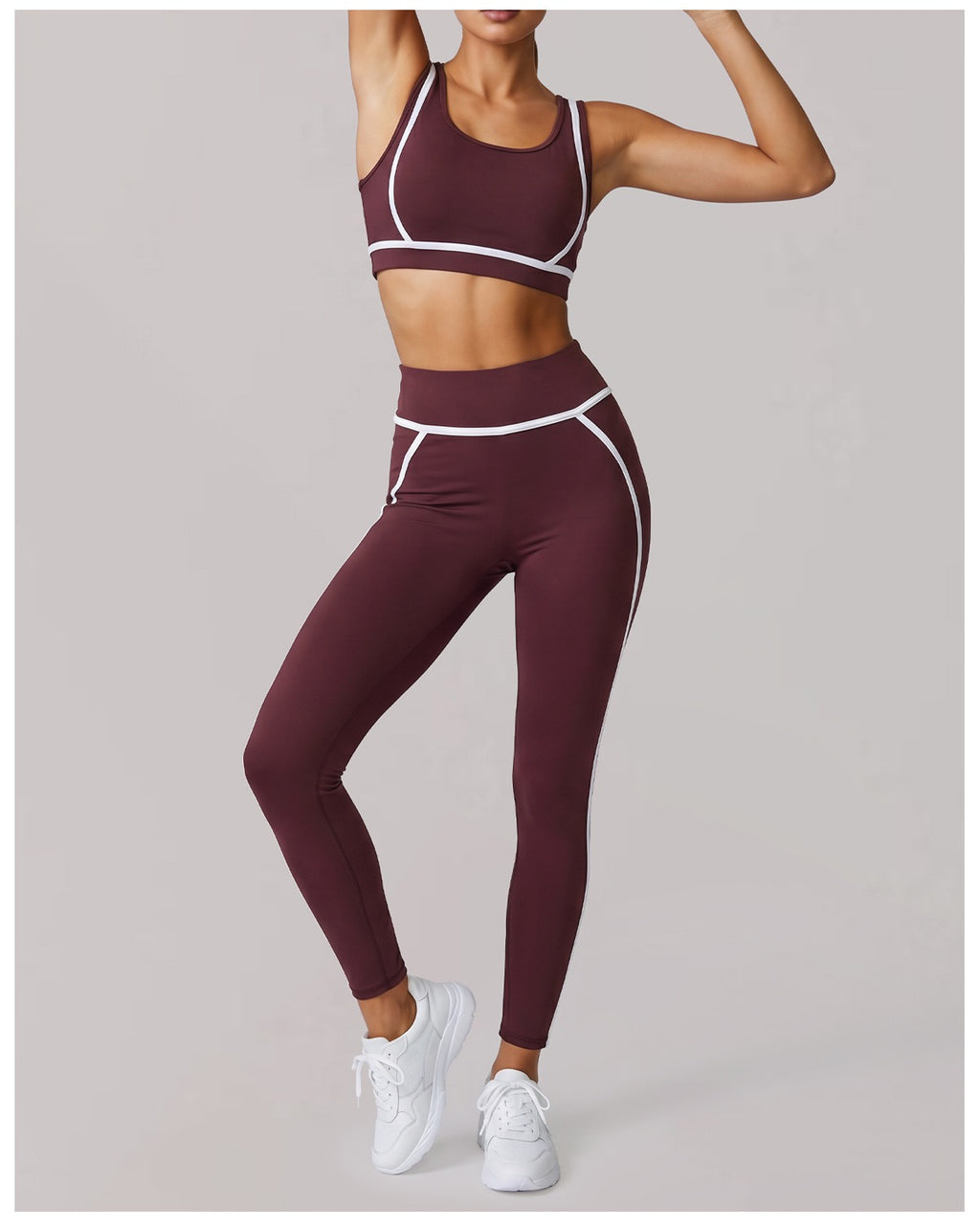 Nude 3 piece sport yoga suit women's high end shoulder top shockproof bra running tight sets