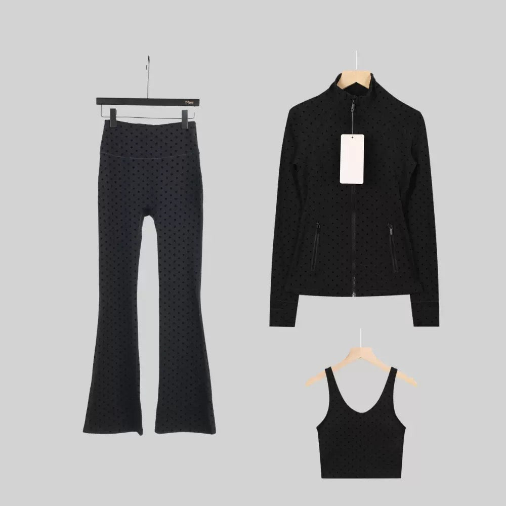 Polka-Dot Legging & Stand-Collar Jacket Set