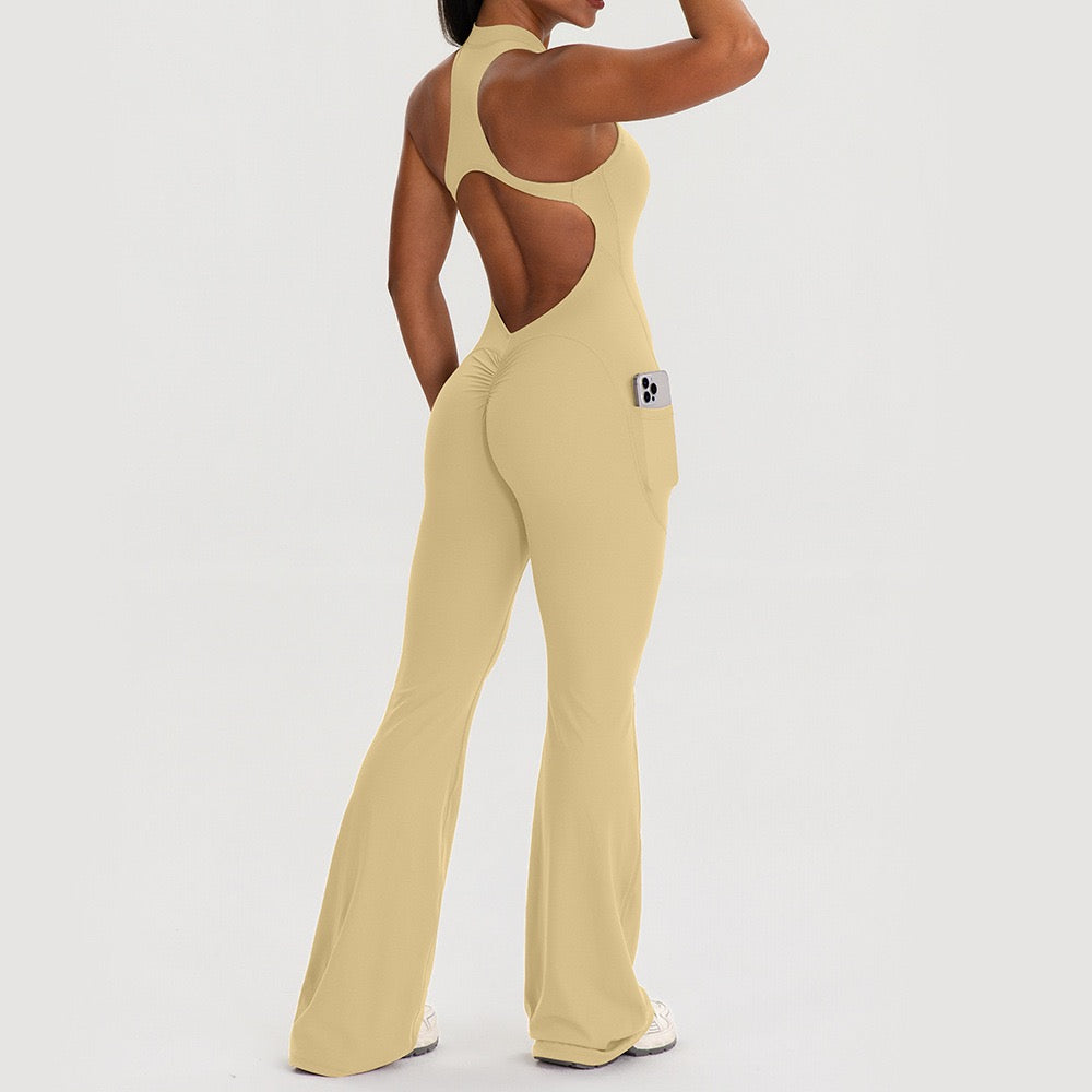Backless Butt-Lift Yoga Jumpsuit — Flared Fit