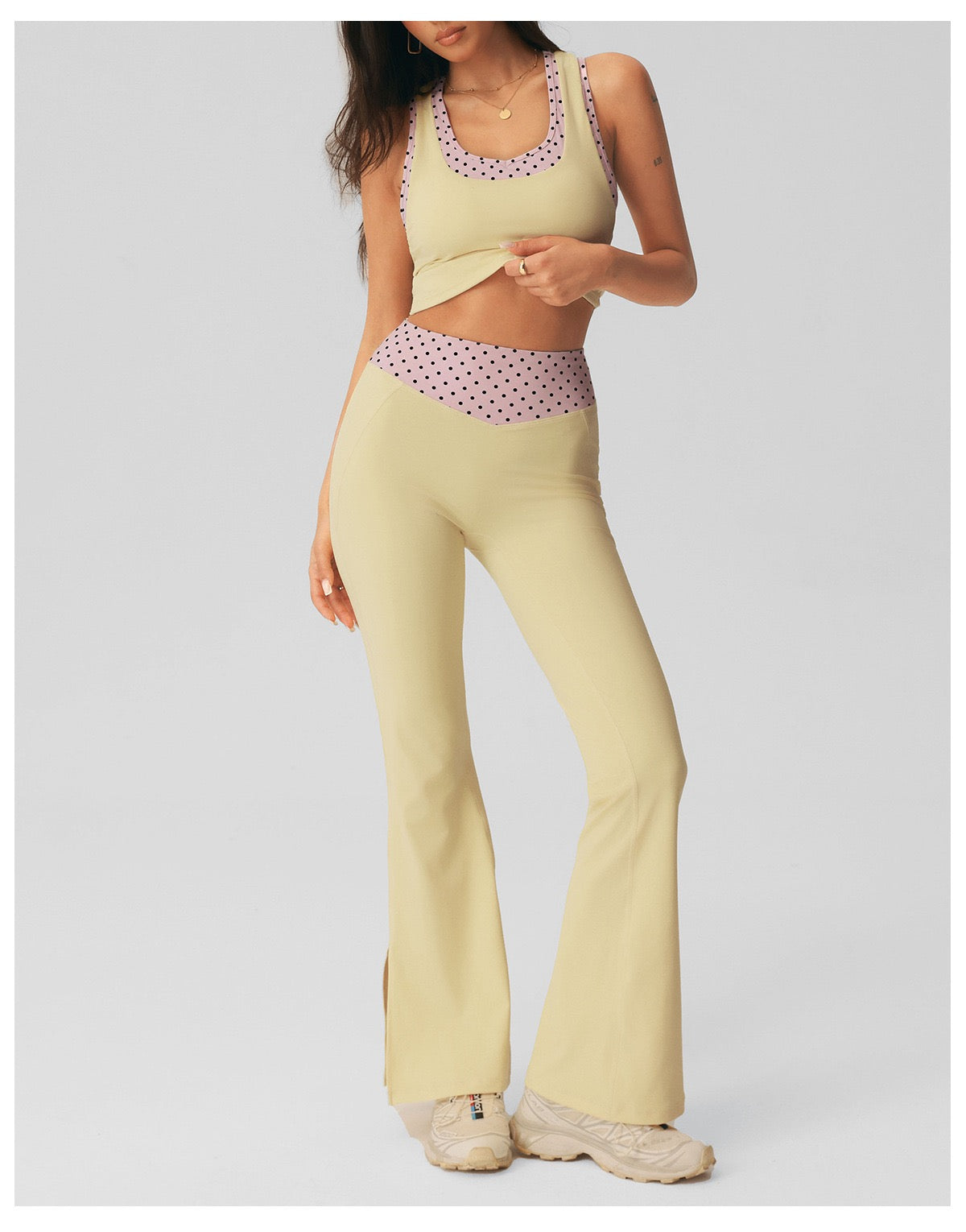 Polka Dot-Flare Pants Set