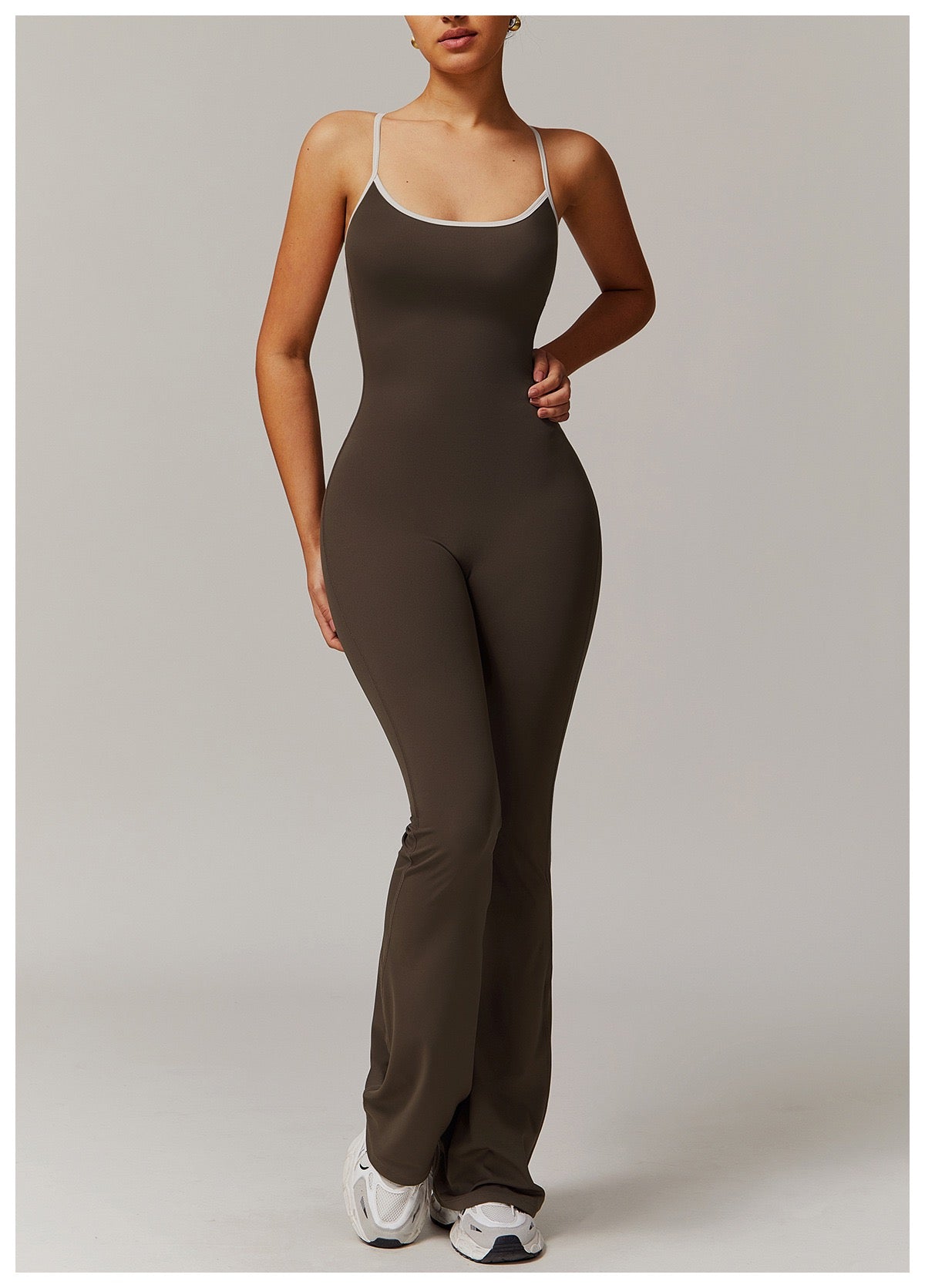 Cross-Back Flared Yoga Jumpsuit