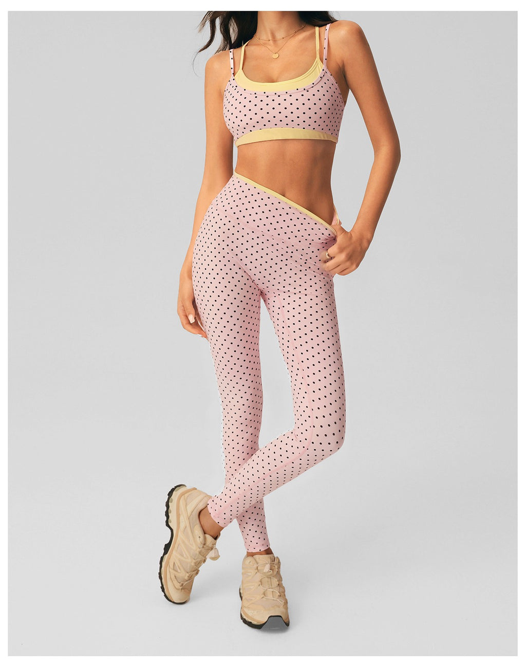 Polka Dot Two-Piece Yoga Set