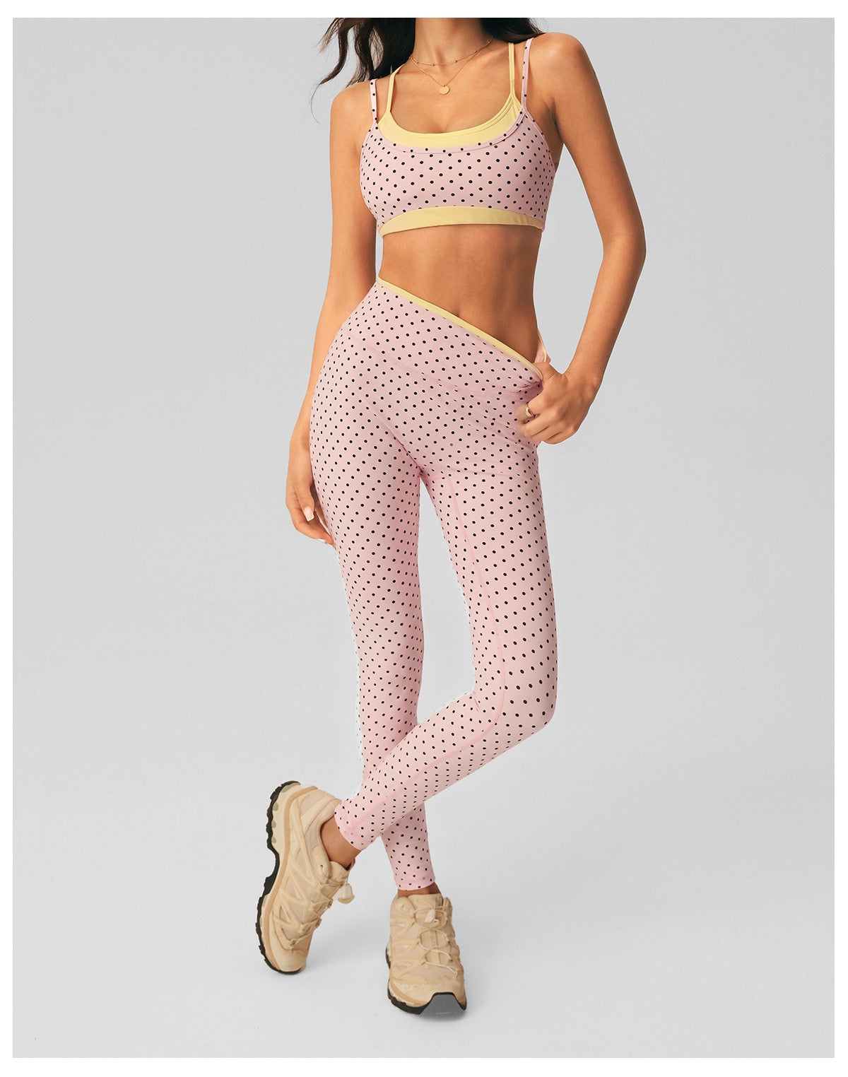 Polka Dot Two-Piece Yoga Set