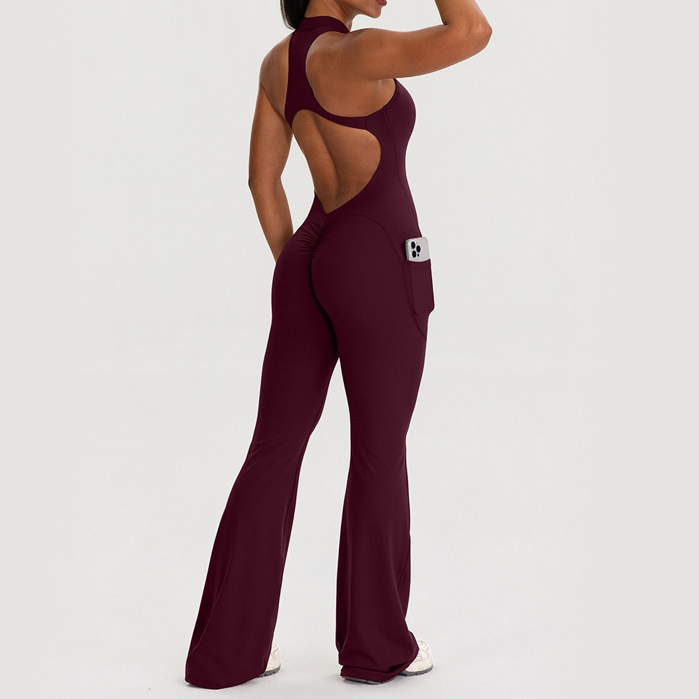 Backless Butt-Lift Yoga Jumpsuit — Flared Fit