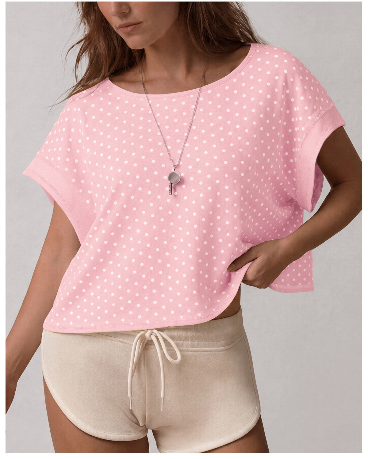 Cutout-Back Polka Dot Tee