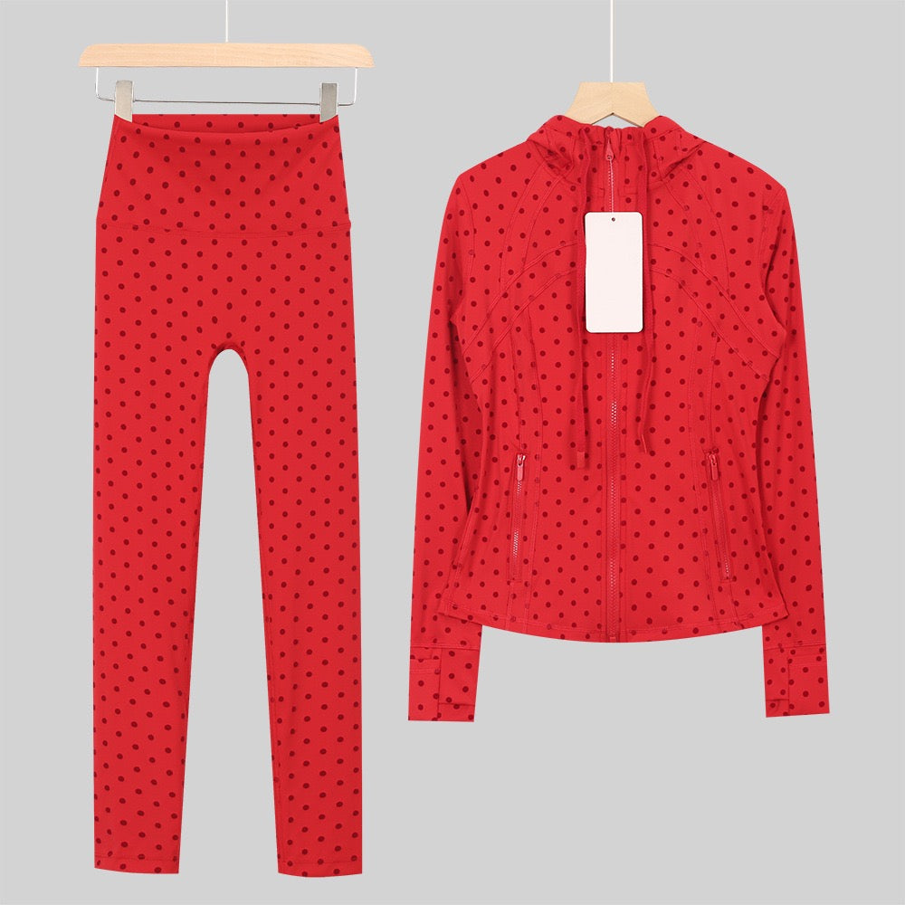 Polka-Dot Legging & Stand-Collar Jacket Set