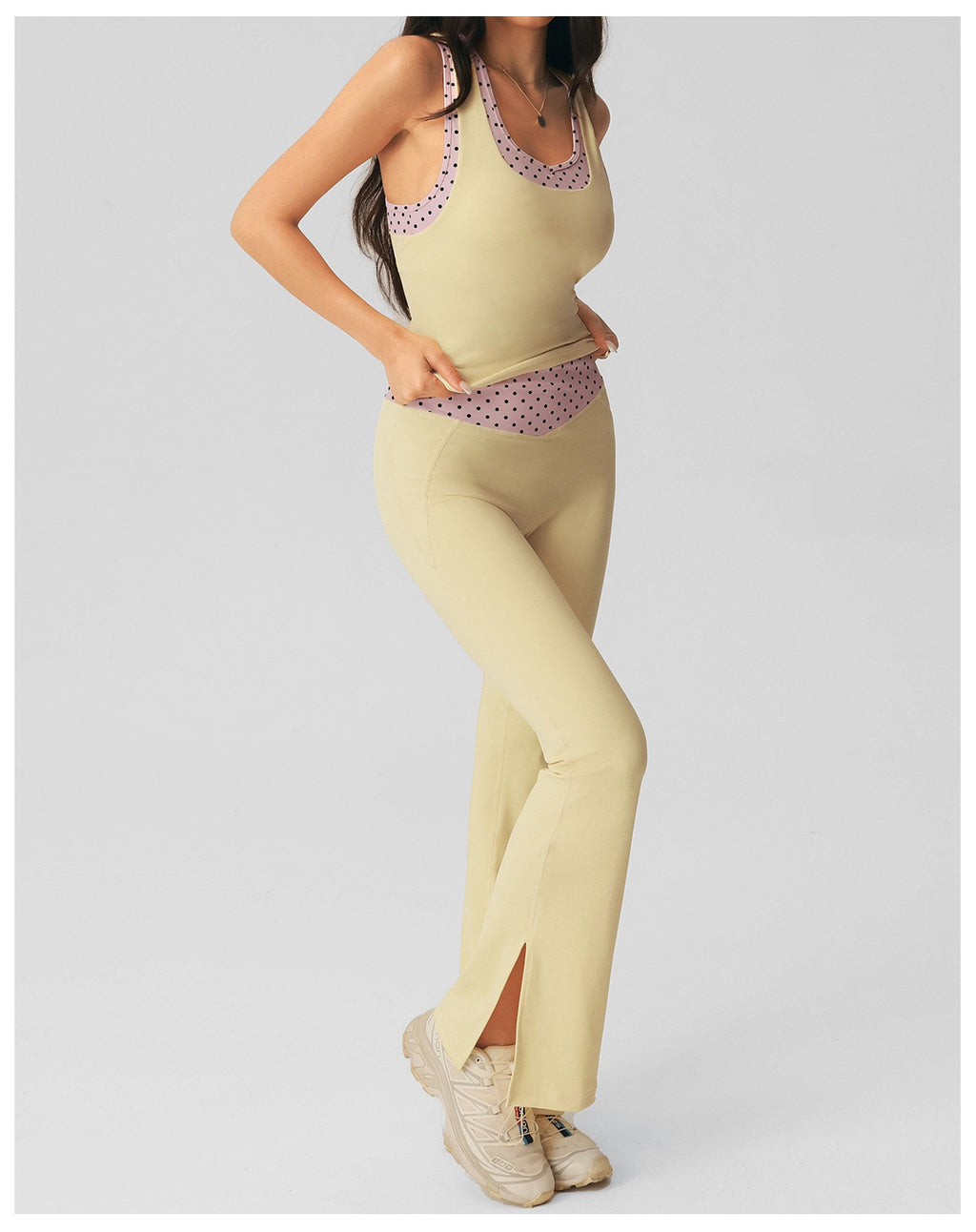 Polka Dot-Flare Pants Set