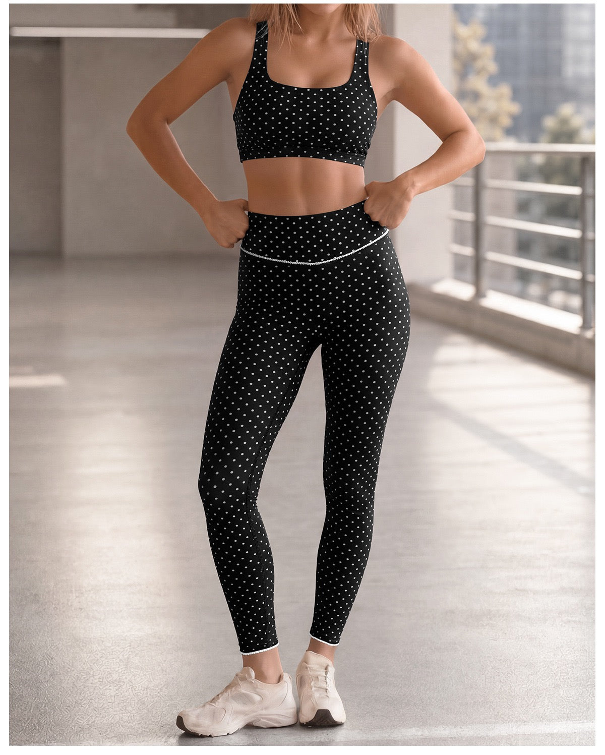 Polka Dot Cross-Back Yoga Set