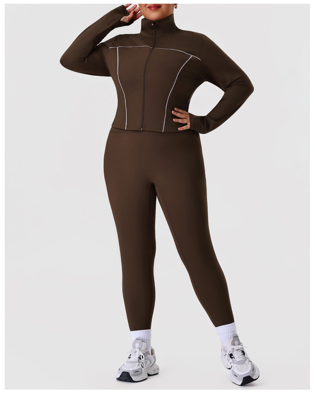 Plus Size Zip-Up Jacket & Sweatpants Set