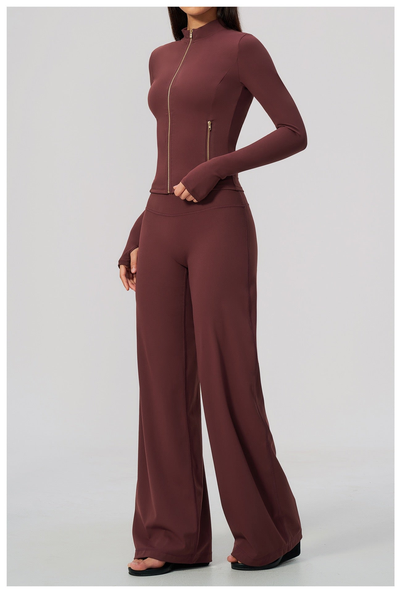 High-Waist Zip Jacket & Micro Fitness Pants — Yoga Set