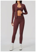 Three-Piece Fitness Set — Sports Jacket, Top & Leggings