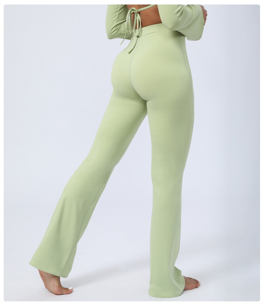Backless Fitness Suit Two-piece Flared Pants