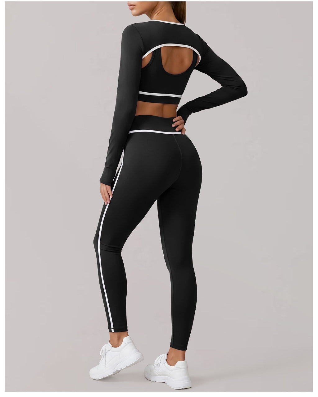 Nude 3 piece sport yoga suit women's high end shoulder top shockproof bra running tight sets