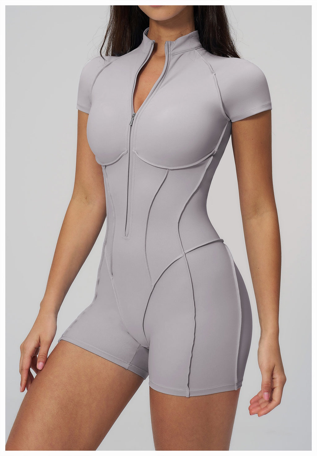 Jumpsuit with Stand-Up Collar and Zipper, Suitable for Gym, Home Training, Butt-Lifting Yoga Jumpsuit