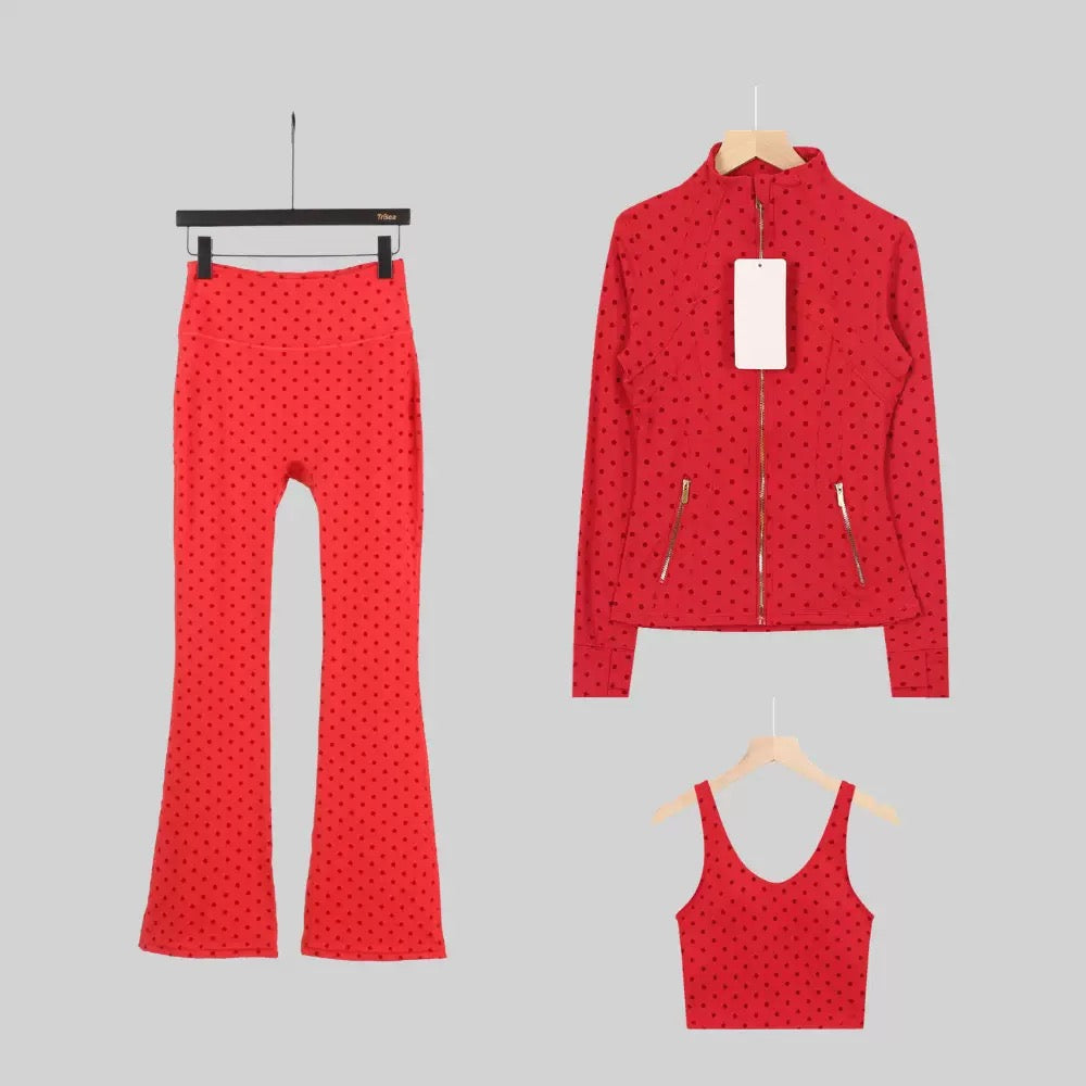 Polka-Dot Legging & Stand-Collar Jacket Set