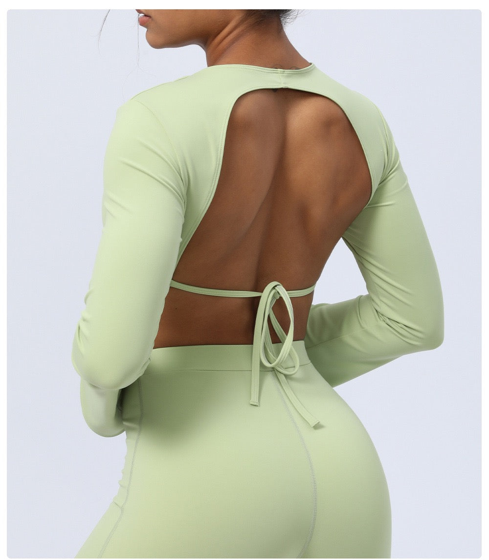 Backless Fitness Suit Two-piece Flared Pants
