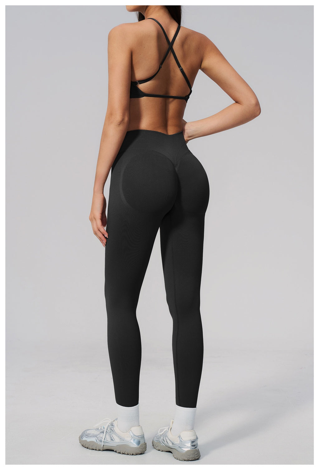 4-Piece Activewear Set — Cross-Back Bra, Tummy-Control Shorts & Leggings