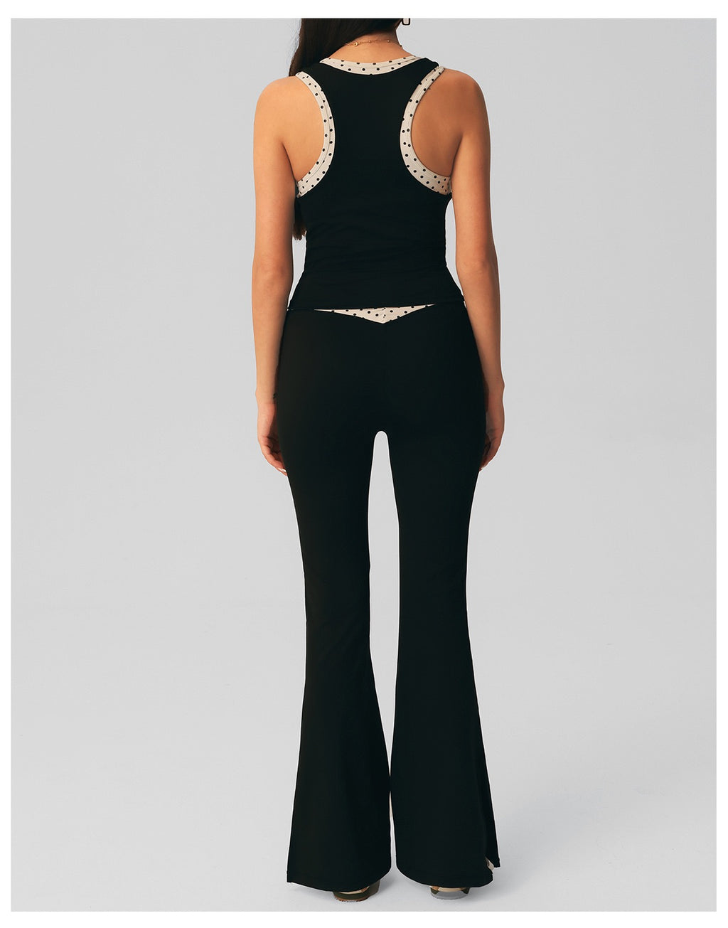 Polka Dot-Flare Pants Set
