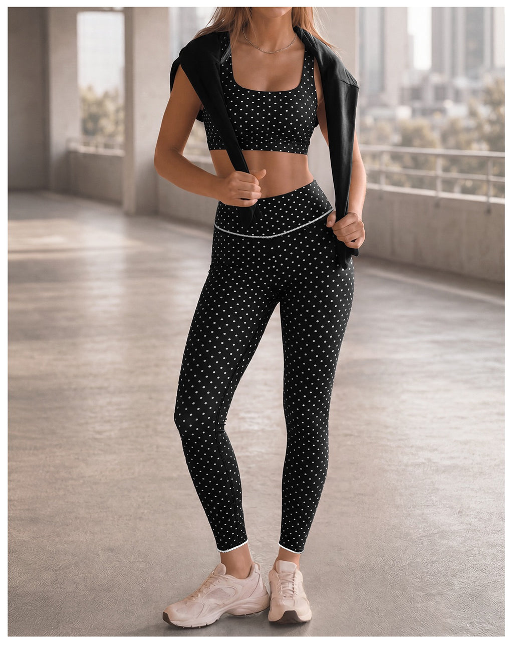 Polka Dot Cross-Back Yoga Set