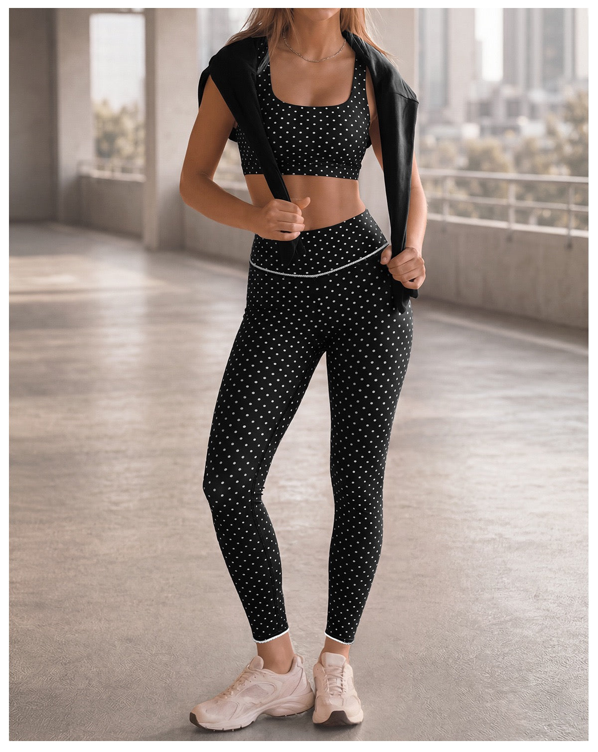 Polka Dot Cross-Back Yoga Set