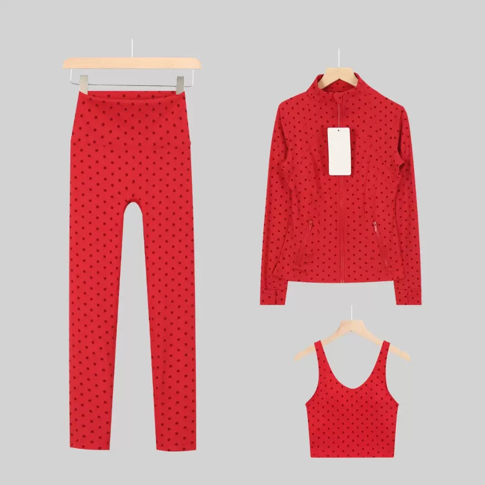 Polka-Dot Legging & Stand-Collar Jacket Set