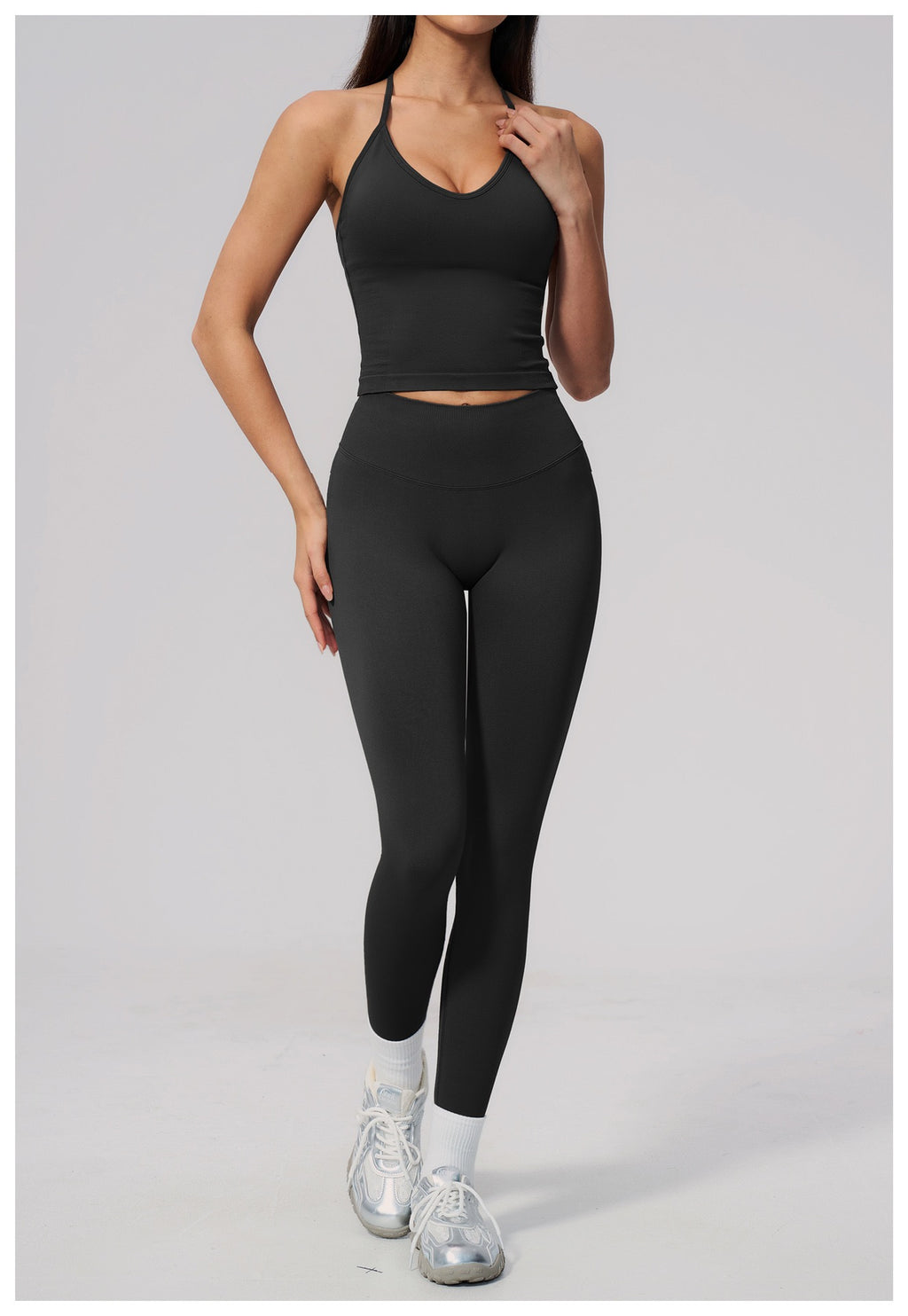 4-Piece Activewear Set — Cross-Back Bra, Tummy-Control Shorts & Leggings