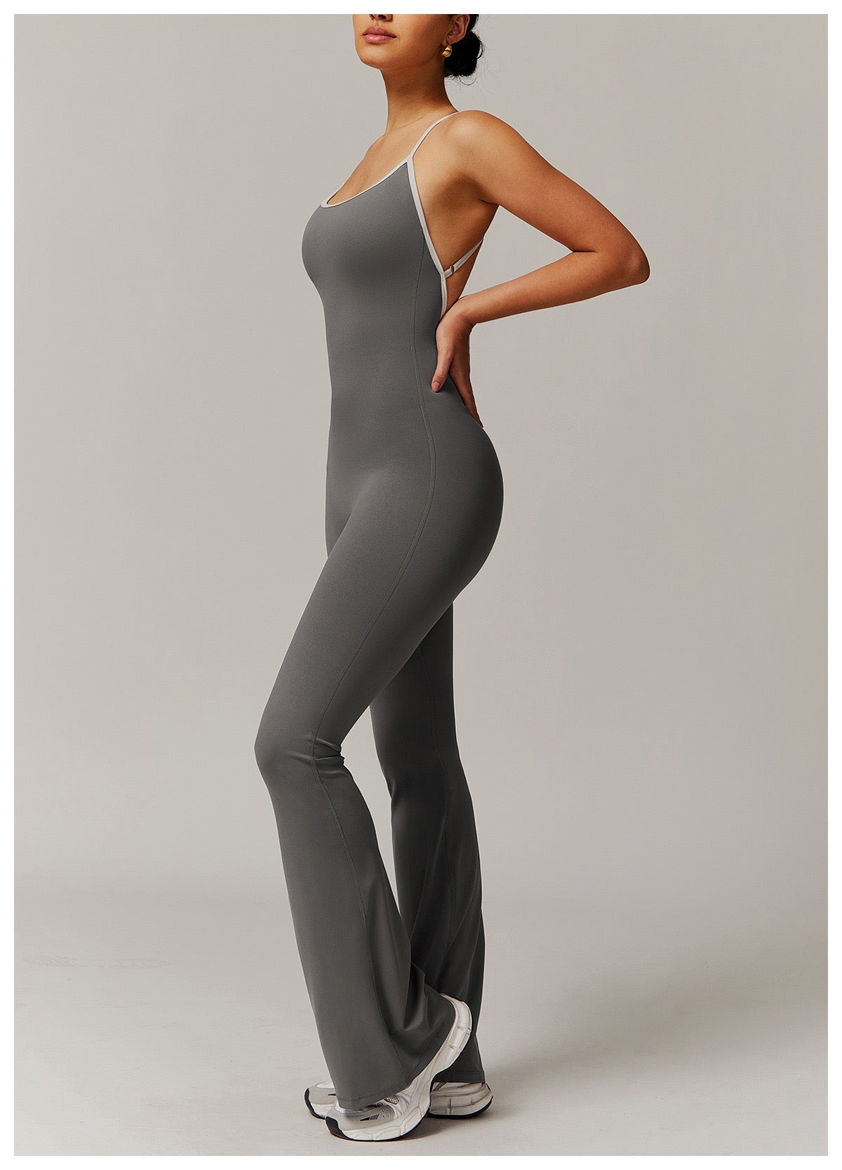 Cross-Back Flared Yoga Jumpsuit