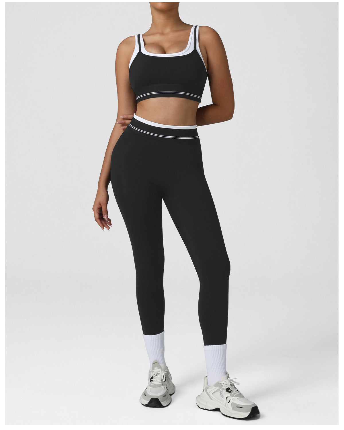 Color-Block Faux Two-Piece Yoga Set