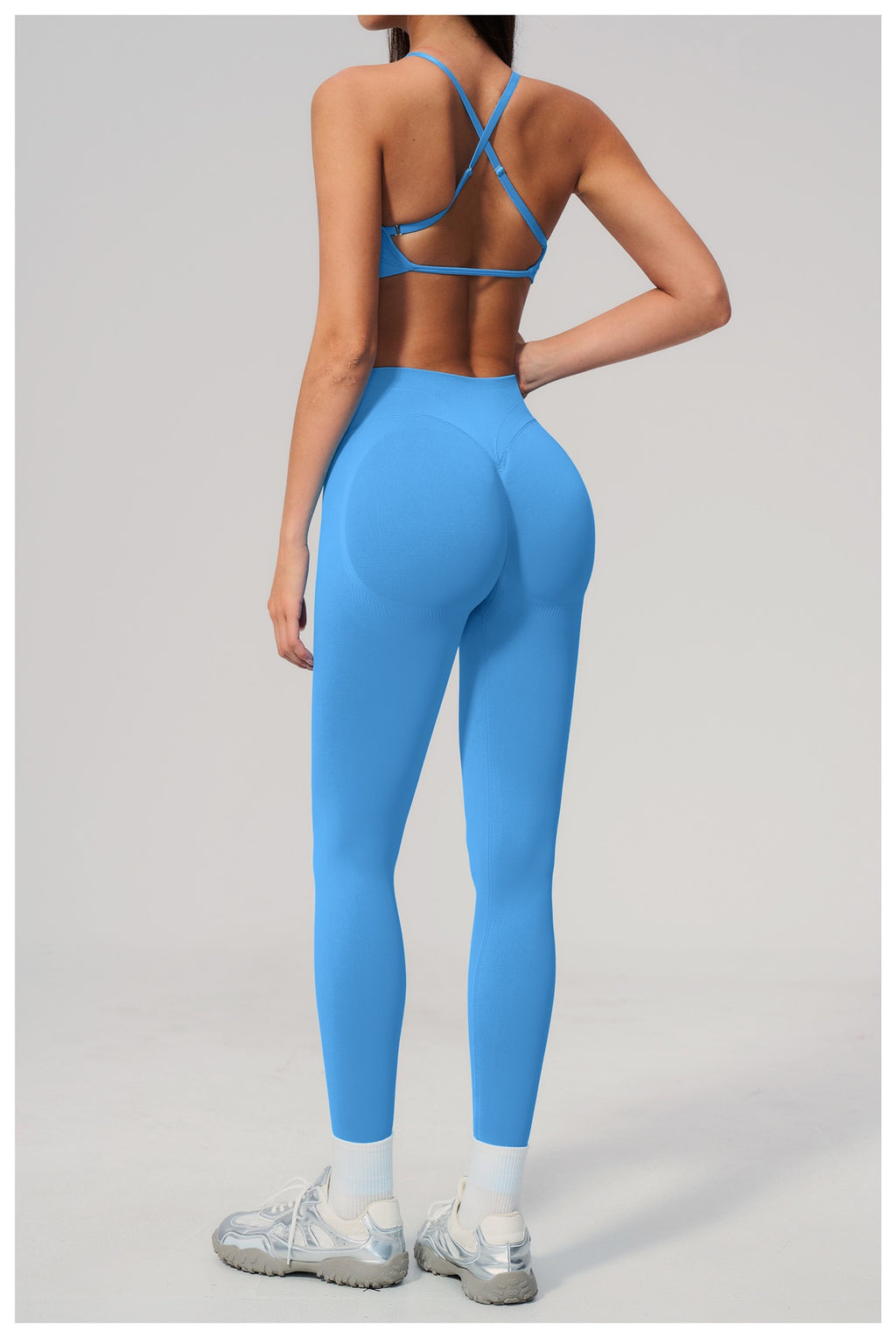 4-Piece Activewear Set — Cross-Back Bra, Tummy-Control Shorts & Leggings