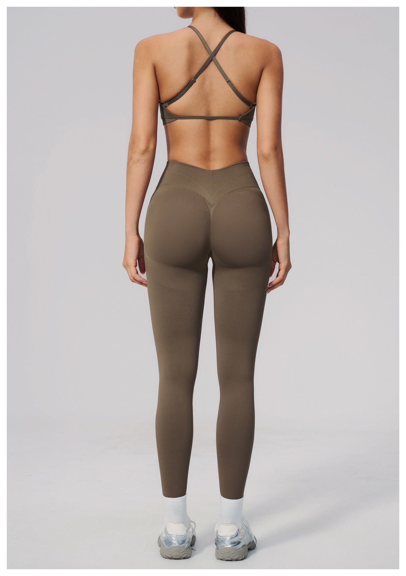 4-Piece Activewear Set — Cross-Back Bra, Tummy-Control Shorts & Leggings