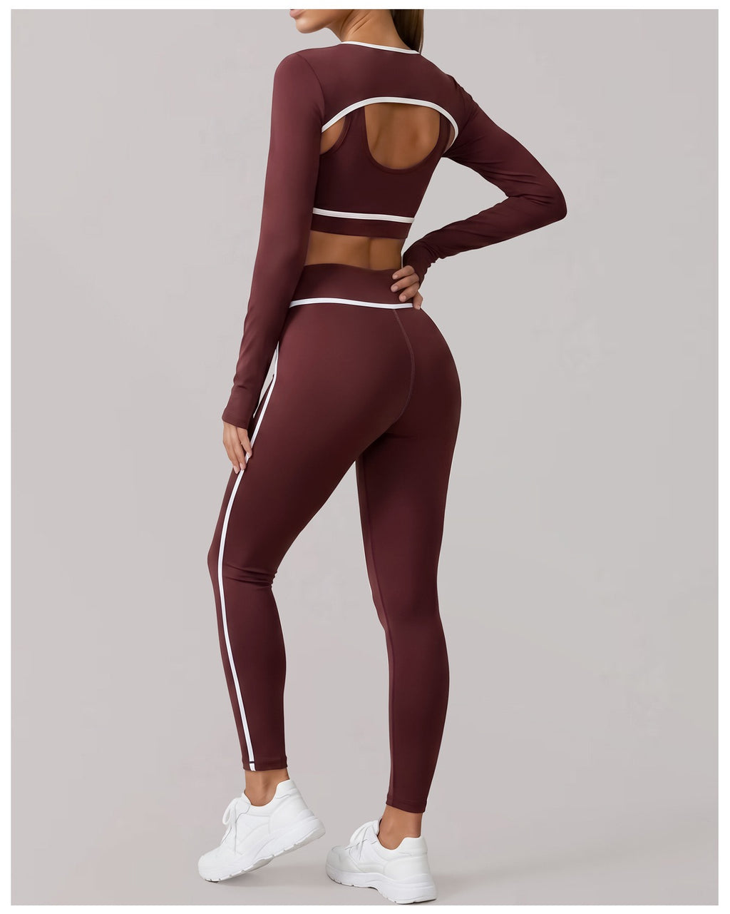 Nude 3 piece sport yoga suit women's high end shoulder top shockproof bra running tight sets