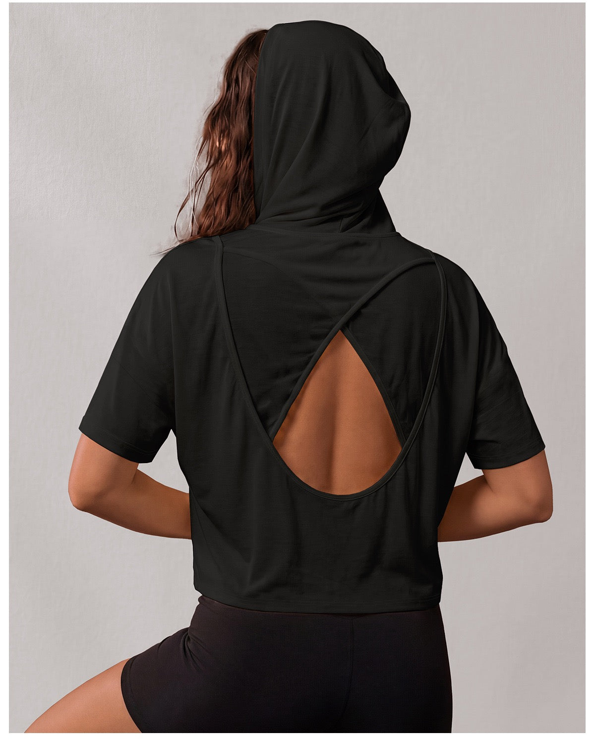 Open-Back Hooded Crop Tee