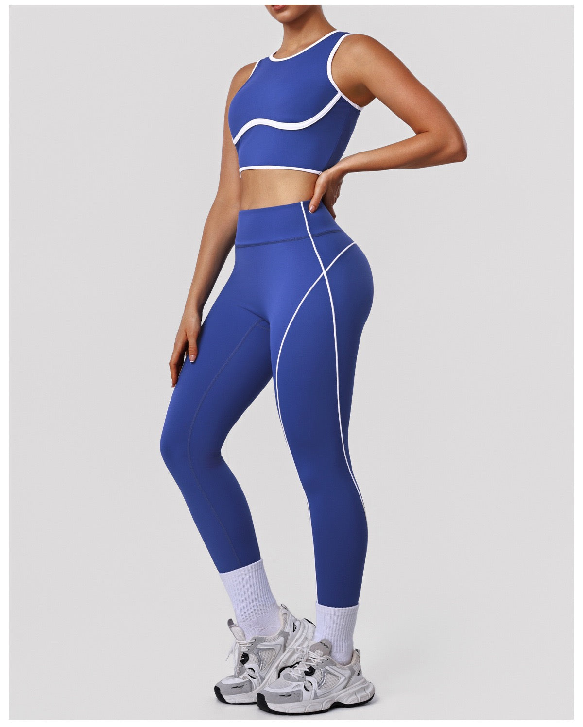 Striped Shockproof Bra & High-Waist Set