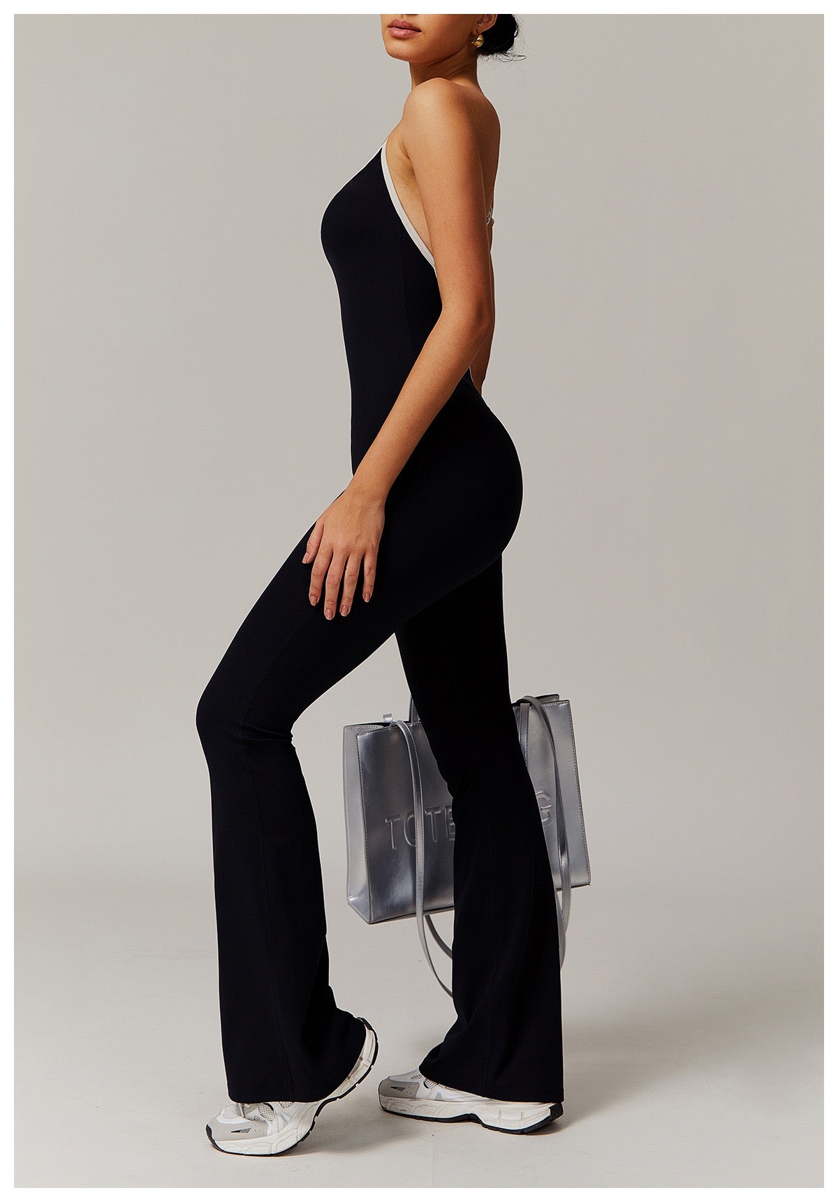 Cross-Back Flared Yoga Jumpsuit