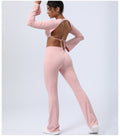 Backless Fitness Suit Two-piece Flared Pants