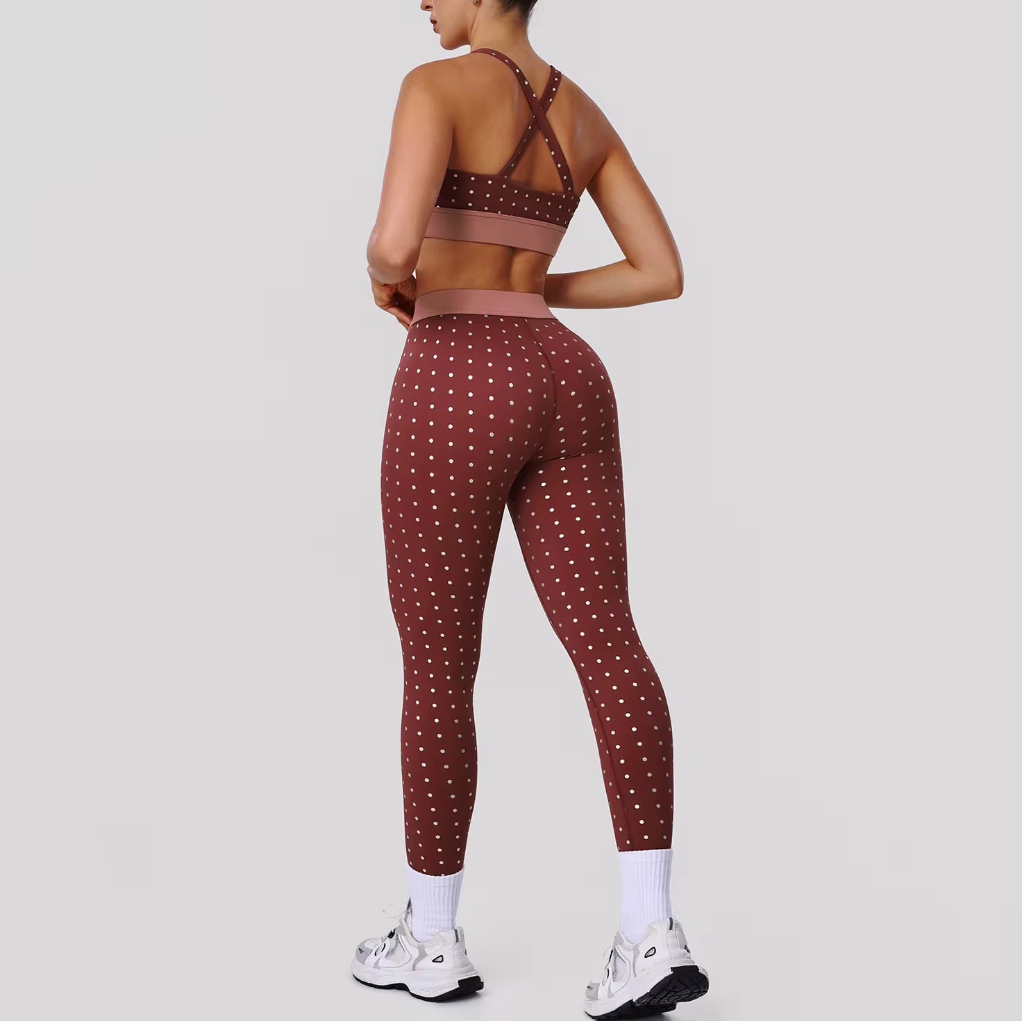 Polka Dot Print Two-Piece Yoga Outfit