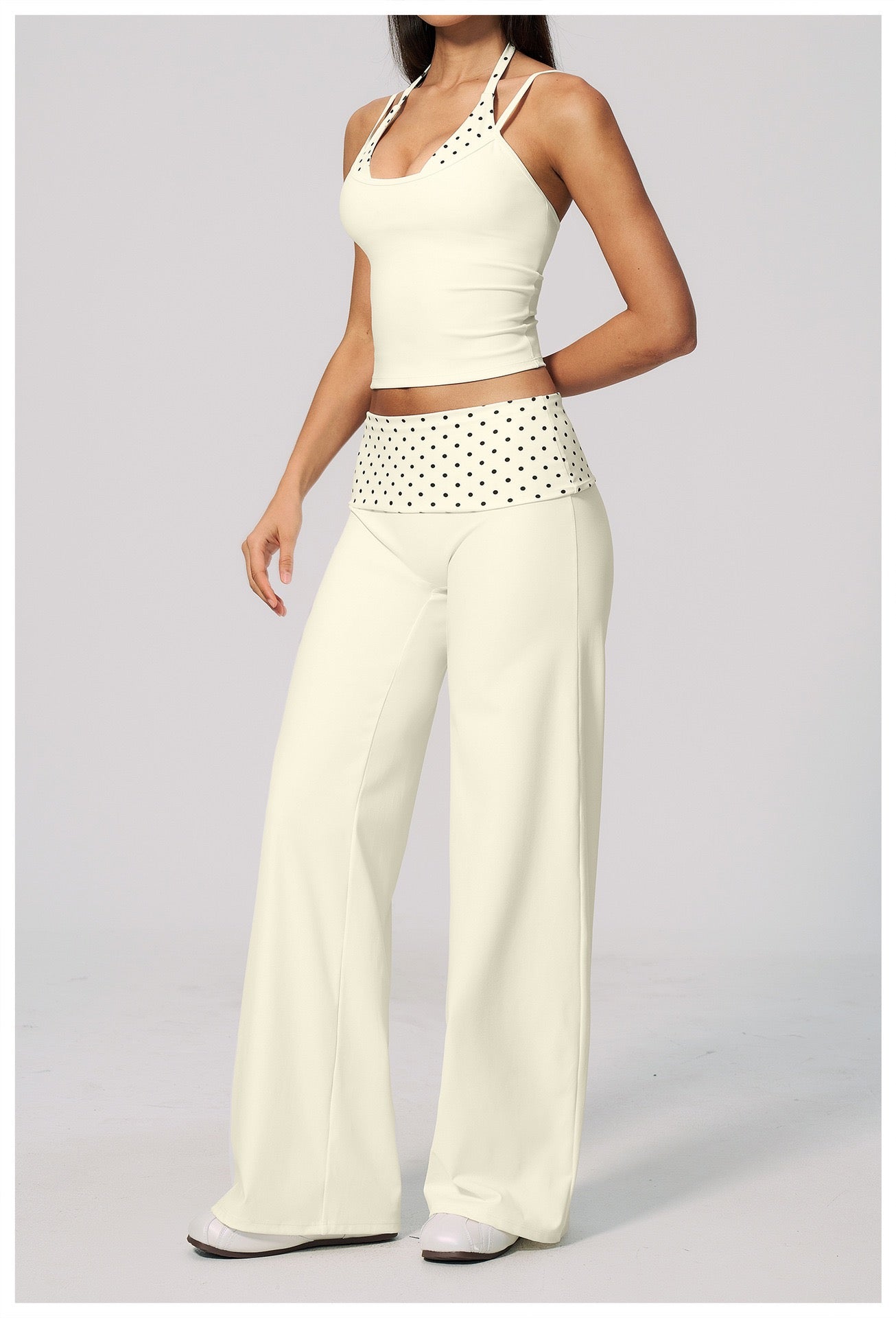 Polka Dot Two-Piece Yoga Suit