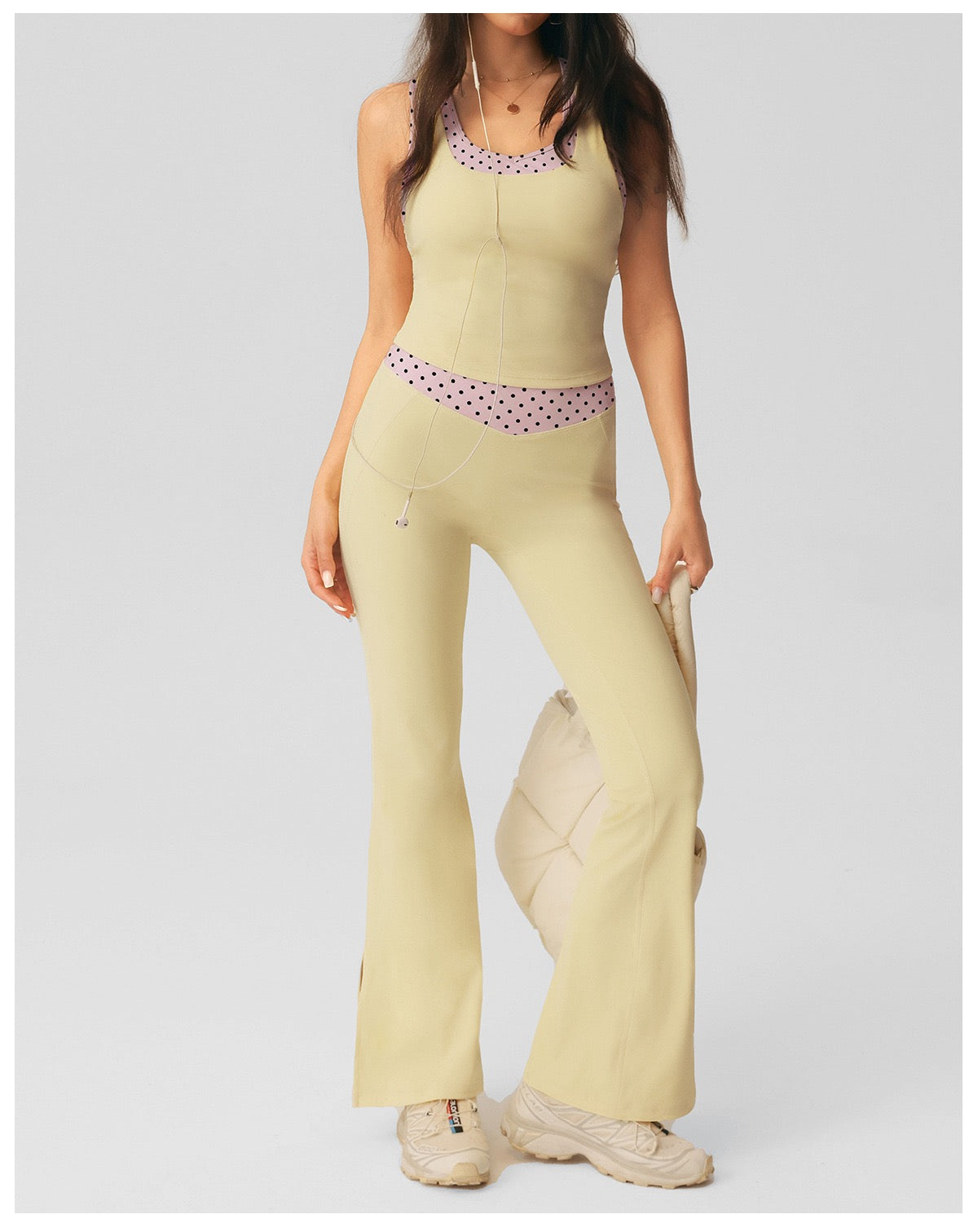 Polka Dot-Flare Pants Set
