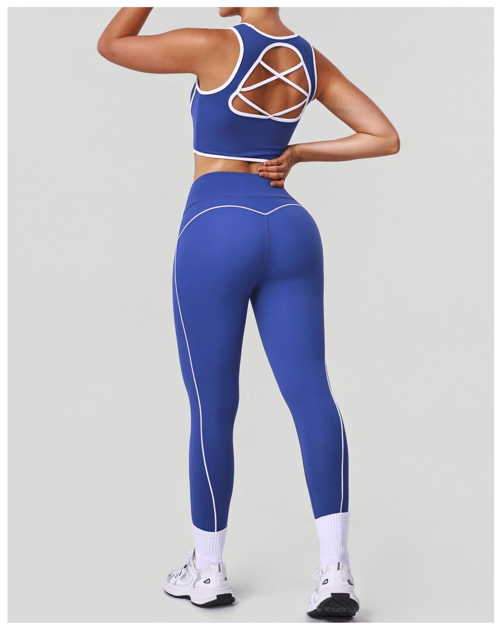Striped Shockproof Bra & High-Waist Set
