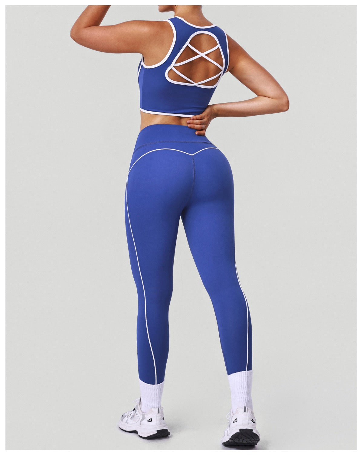 Striped Shockproof Bra & High-Waist Set