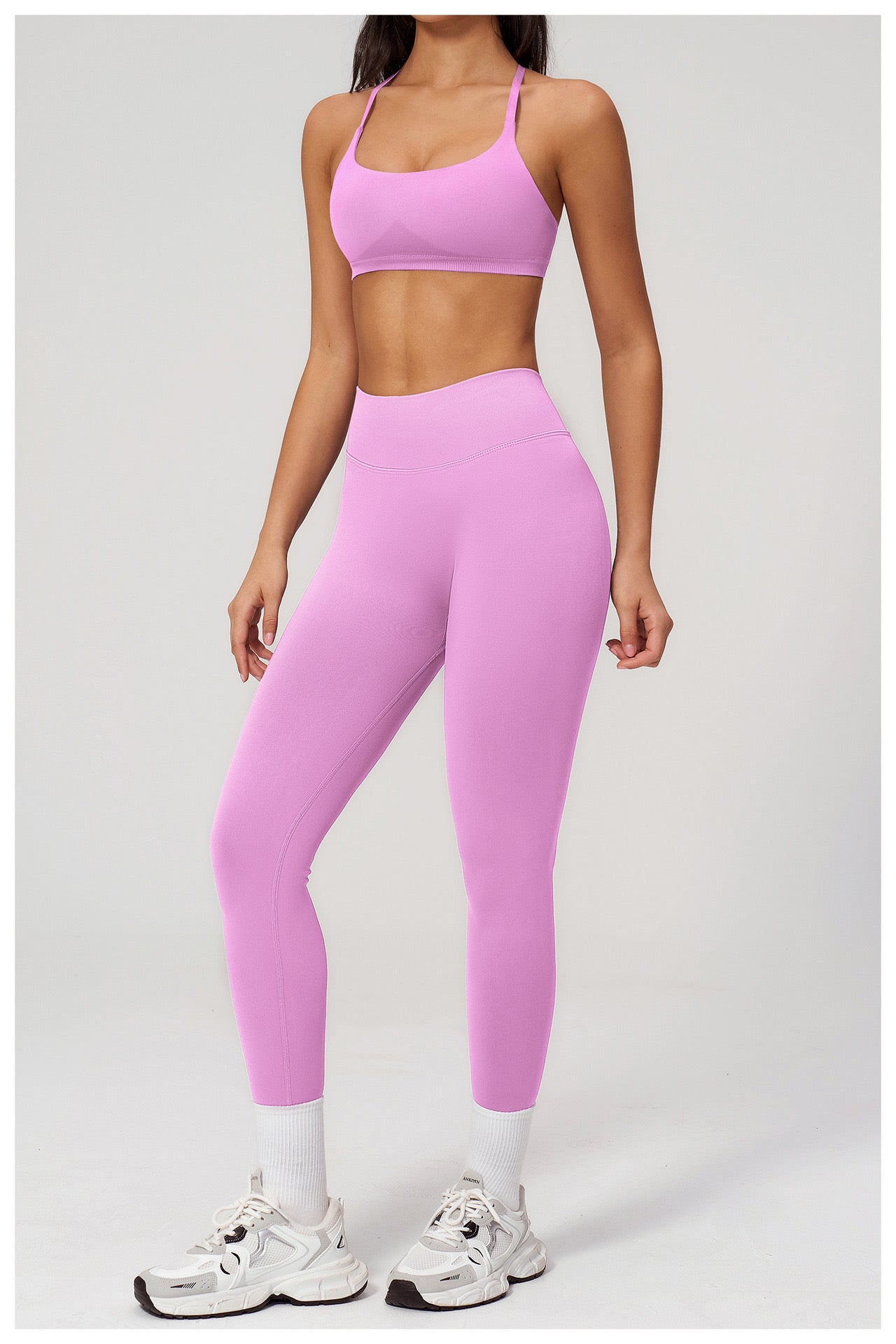 Seamless Sports Set — Asymmetric-Strap Bra & High-Waisted Leggings